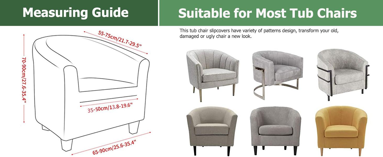 NILUOH Barrel Chair Cover 2 Piece, Stretch Jacquard Club Chair Slipcover, Elastic Armchair Cover for Curved & Round Chairs,Soft Washable Furniture Protector, Navy