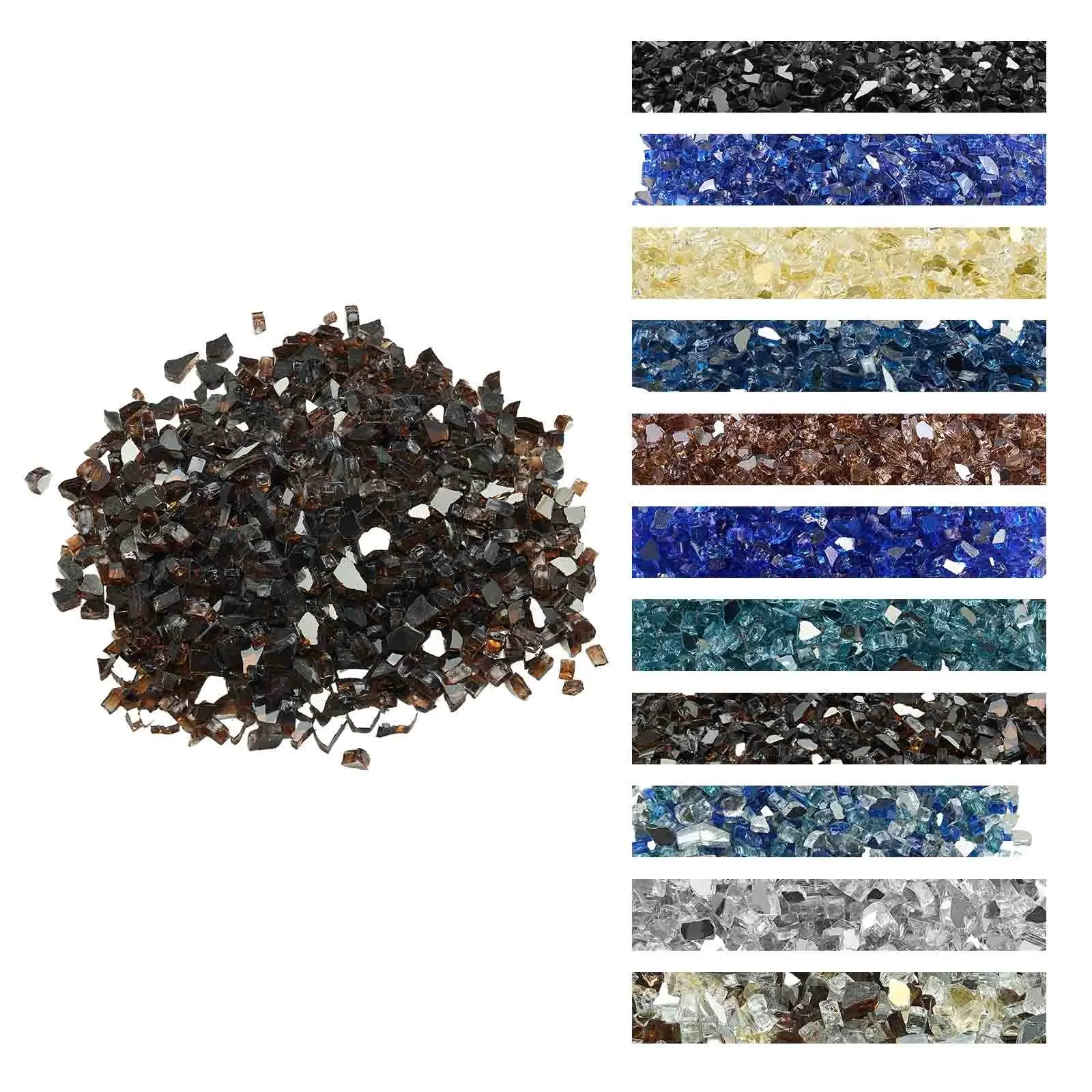 VEVOR Fire Glass, 20 LBS/ 9.0 KG High-Temperature Resistant Fireplace Rocks, 1/2-Inch/ 12.7 mm Reflective Smokeless Firepit Glass Rock, High Luster Stone Landscaping for Fire Pit Table, Copper