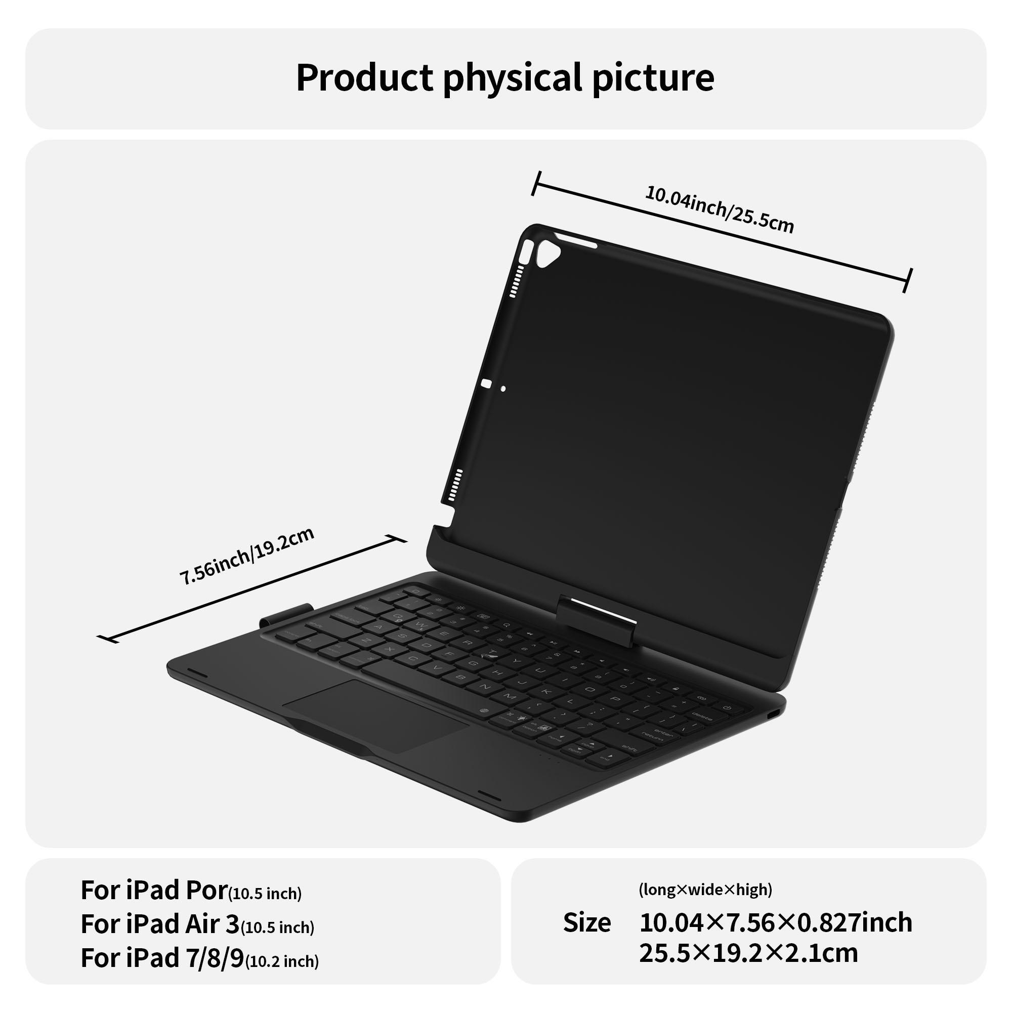 Multi-touch Tablet Keyboard Case, Portable Business Keyboard, Multifunctional Keyboard, Click-anywhere Trackpad, Keyboard with Touchpad, Suitable For iPad 10.2-inch(7/8/9 generation - 2019, 2020, 2021)-10.5 iPad Air3/Pro(2019/2017)