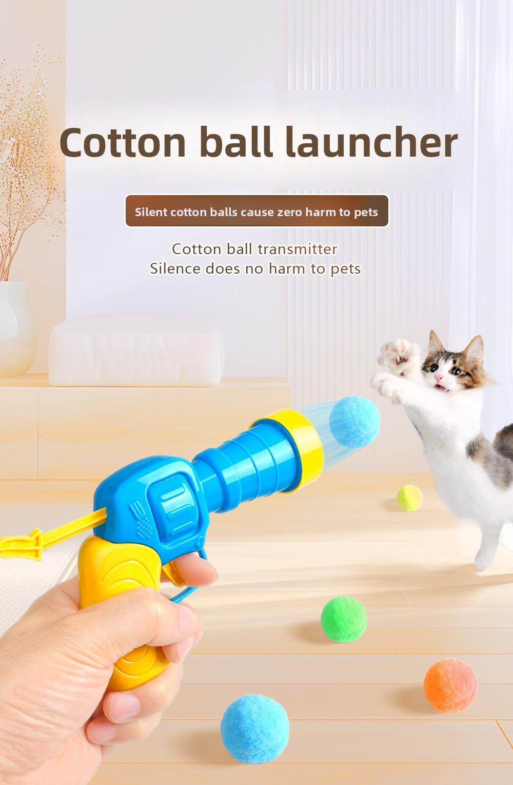 Cat Ball Shooter Toy - Fluffy & Bouncy Refill Balls, Safe Chewable Interactive Launcher for Cats, Easy Indoor Play & Exercise silicone feeder shaped harness retractable leashes jumping Adjustable Stainless Steel Martingale Collar LED filter
