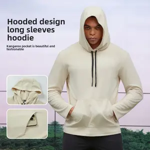 Outdoor hooded sweater autumn and winter running training fitness sweater men's turtleneck quick-drying kangaroo pocket long sleeve