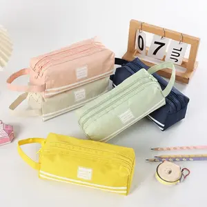 Double Layer Oxford Pen Bag, Large Capacity, Portable Stationery Pouch, Durable, Ideal for Pens, Pencils, Markers, Student Gift