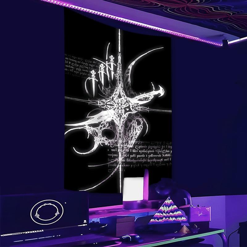 Gothic Cross Pattern Tapestry, 1 Count Punk Design Wall Hanging Tapestry, Wall Art Decor for Home Living Room Bedroom Dormitory, Home Decor Supplies