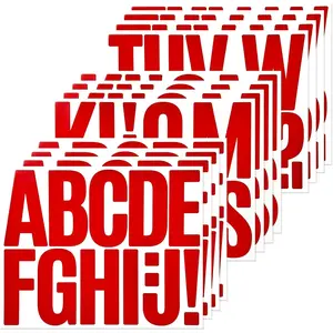 140 Large Alphabet Stickers, 12 Sheets 3 Inch Self-Adhesive Vinyl Letters Sticker Decals for Mailboxes, Doors, Trucks, Classroom Decor, Suitable for Indoor and Outdoor - Red