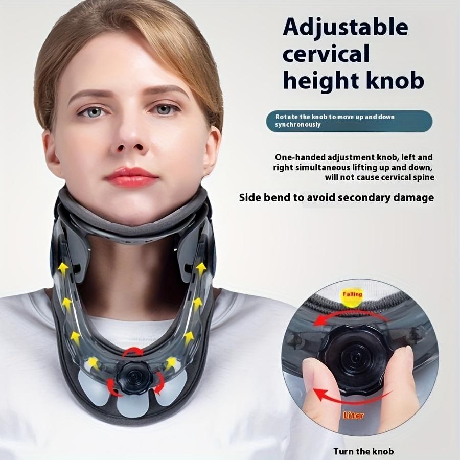 Ergonomic Neck Stretcher - Adjustable Cervical Traction Device with Secure Fixation System, One-Handed Operation, and Height Adjustment - Ideal for Neck at Home or Office, Hand-Washable PVC Brace