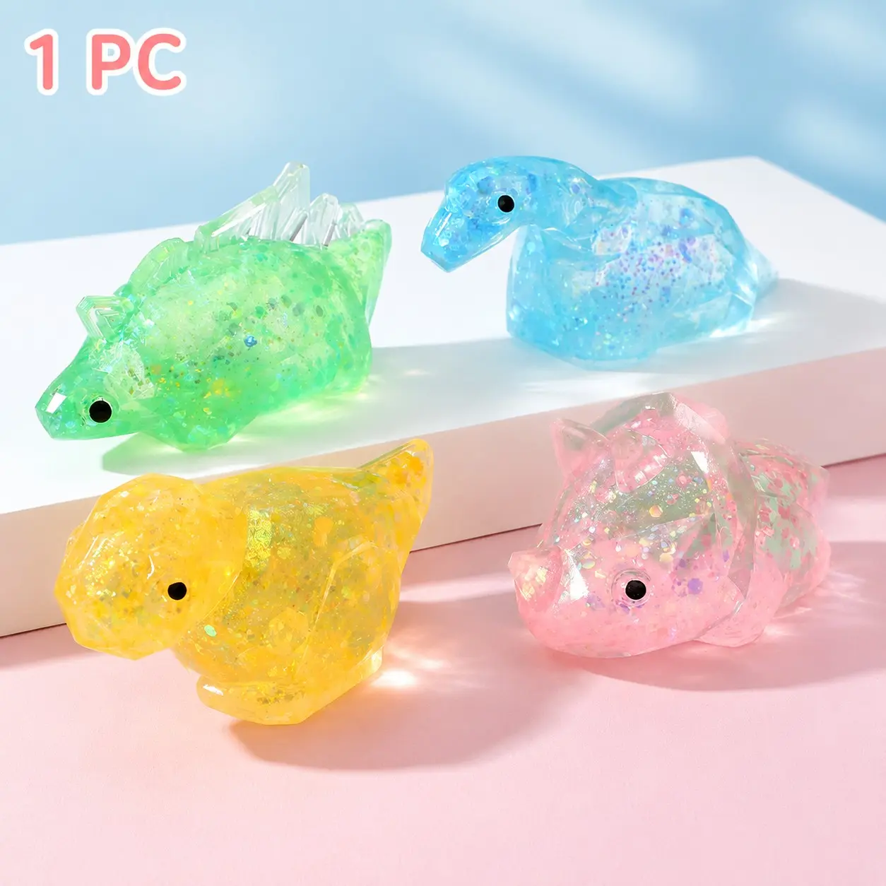 1 pc Squeeze Toys Decompression Colorful Dinosaur Pop Squeeze Toys,Sensory Fidget Toys Stress Relief for Teens & Adult，Glitter Hand Therapy Tools for Anxiety Relief, Soft Dough Calming Sensory Items, Slow Rising ，Tricky Funny Novelty Toy