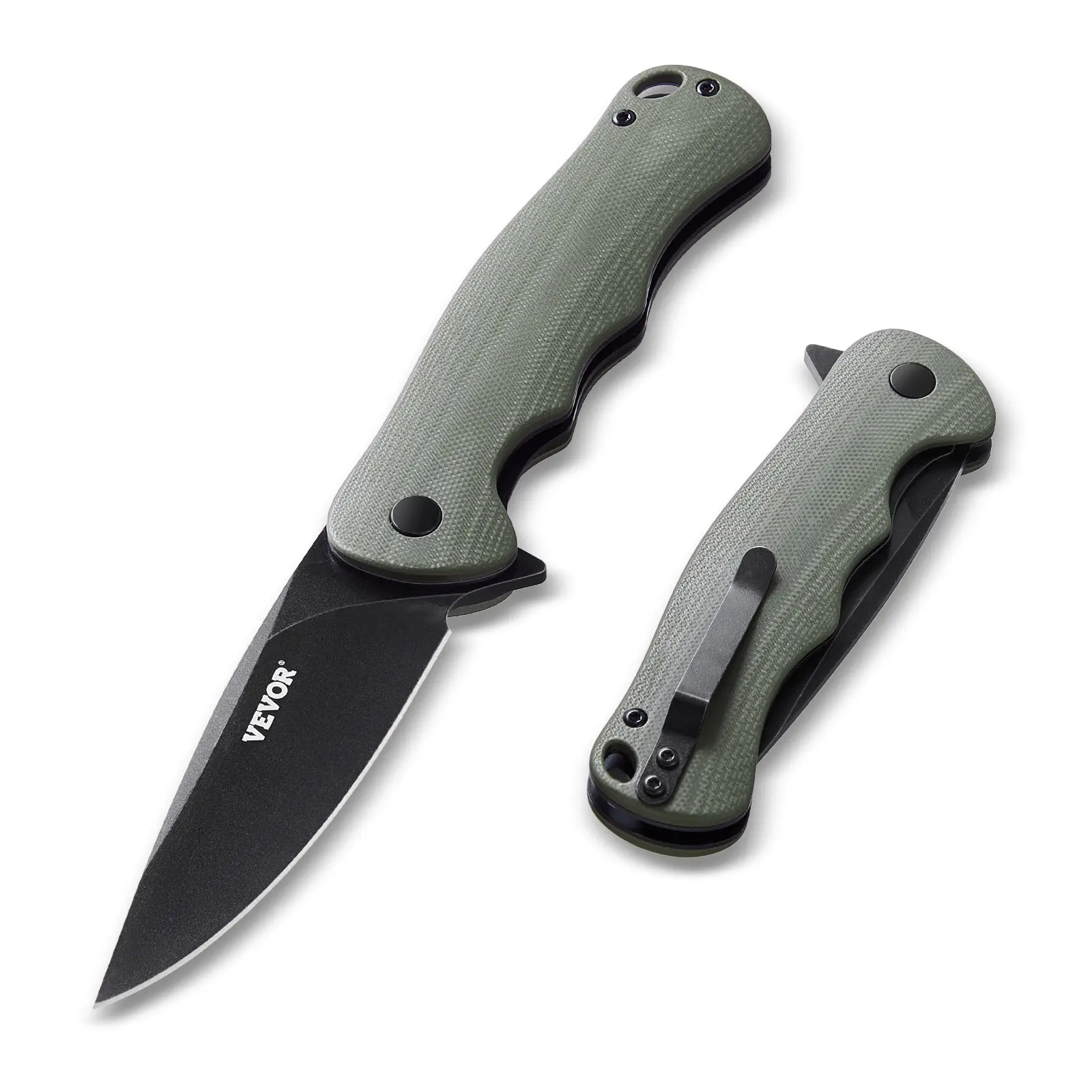 【DealsForYouDays】VEVOR Folding Pocket Knife, 3.5 in/8.8 cm D2 Steel Blade, G10 Handle Small EDC Knife with Pocket Clip, Sharp Camping Survival Hiking Knife, 3.84 oz/0.1 kg Easy to Carry for Men Women Self Defense
