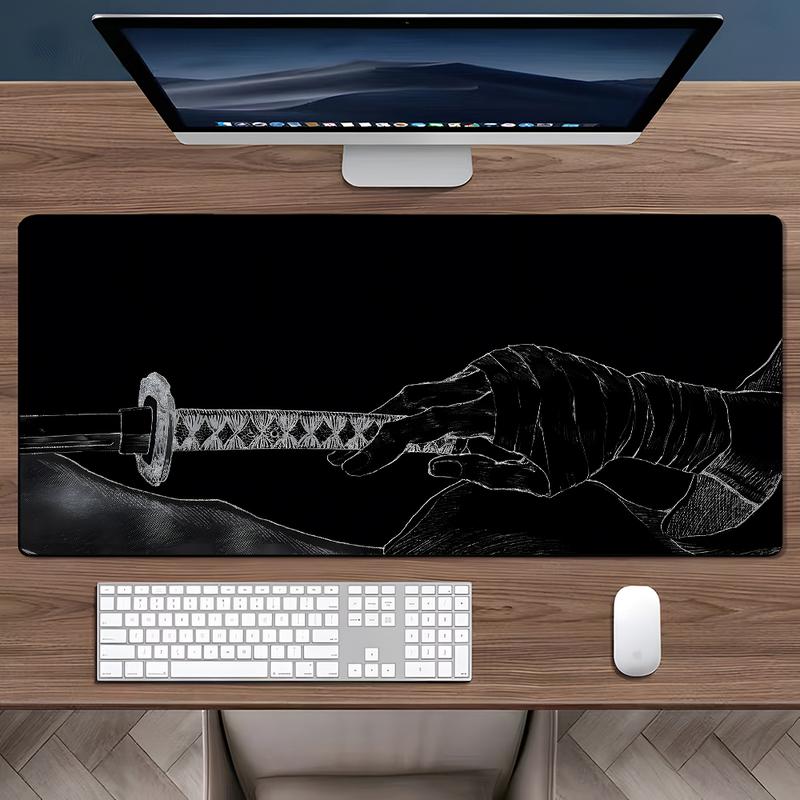 Anime Katana Pattern Mouse Pad, Large Game Mouse Pad, Aesthetic Desktop Decoration Protective Pad, Non-slip Rubber Pad for Laptop, Desktop Computer Games, Gaming Desk Accessory