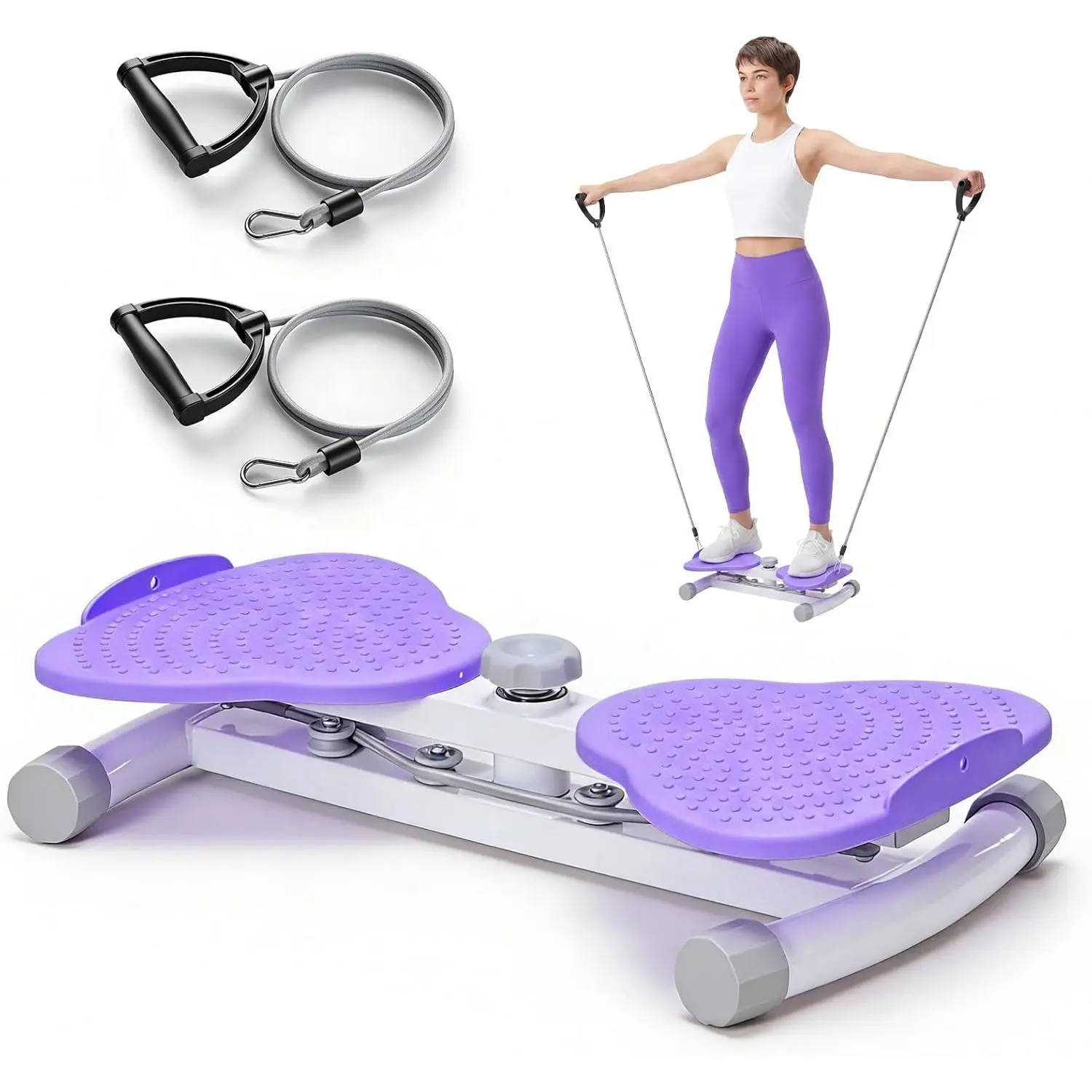 2026 Waist Twister Machine 300 lbs Capacity Noiseless Home Fitness Equipment Dual Pedal Anti Slip Core & Abdominal Workout with Resistance Bands