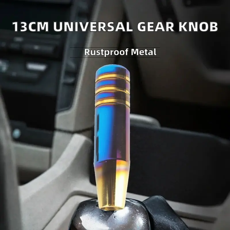 13CM Burnt Blue Gold Aluminum Car Gear Shift Knob Universal Manual Transmission Shifter Lever Replacement Handle
