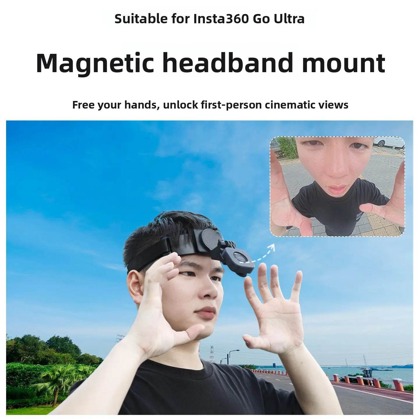 Insta360 GO Ultra Magnetic Head Mount for Hands Free Action Camera Shooting Compatible with Insta360 GO Ultra Sports Camera Adjustable Wearable Helmet Mount for Vlogging Cycling Hiking and Outdoor Activities