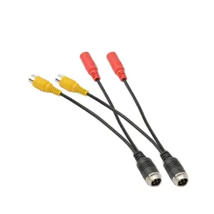 RCA+AV to M12 4 Pin Monitor Cable,4 Pin Male to RCA Female Adapter+DC Male Connector Monitor/Camera Adapter, for Cord for Car Camera(2psck)
