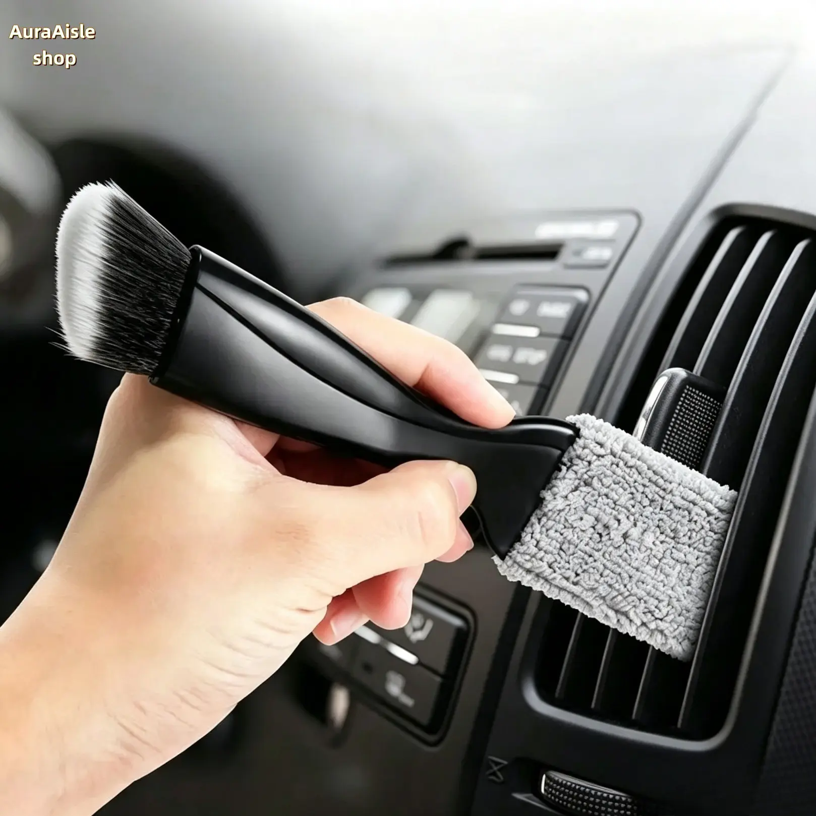 Dual Head Car Vent Cleaning Brush, Portable Auto Interior Dust Removal Tool, Soft Bristle Microfiber Cleaning Wand, Practical Car Accessory For Air Outlet, Dashboard And Vehicle Detail Cleaning