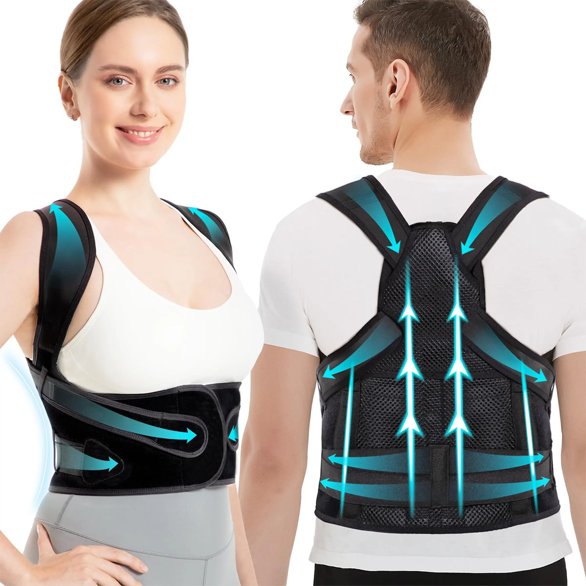 Unisex Posture Corrector, Adjustable Breathable Shoulder Support, Invisible Full Back Brace, Neck & Waist Relief, Ideal for Office Use, Posture Straightener
