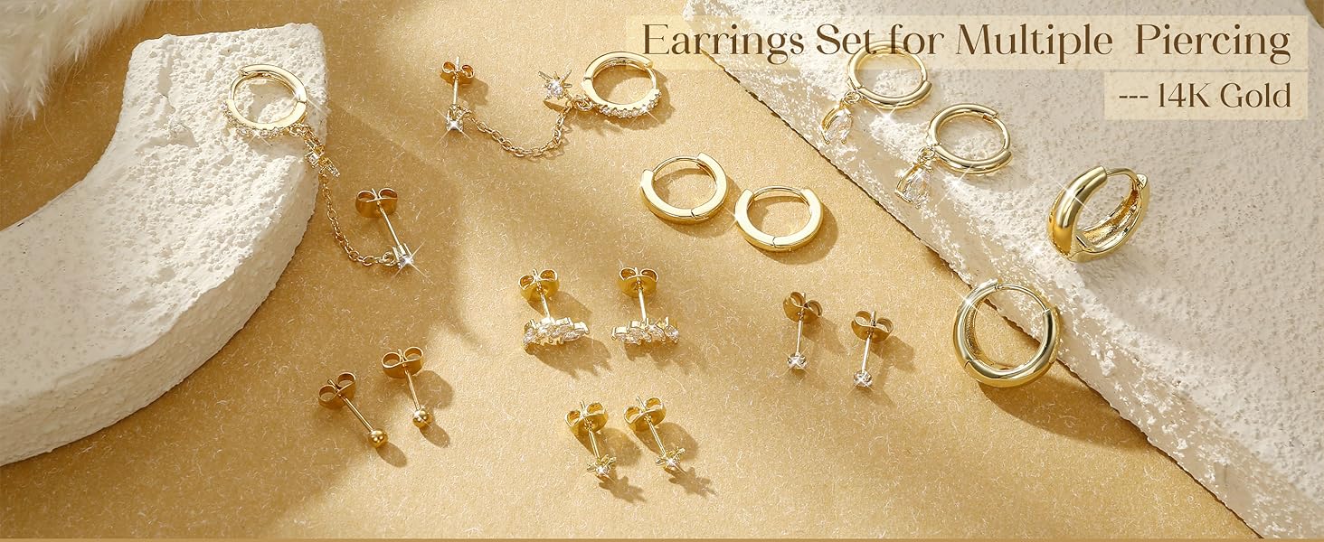 LOLIAS Gold Hoop Stud Earring Stacks for Women - 14K Gold Plated Chain Cartilage Earrings Cute Hypoallergenic Silver Huggie Earrings Sets for Multiple Piercing Jewelry Lightweight 8Pairs LOLIAS Gold Hoop Stud Earring Stacks for Women - 14K Gold Plated Chain Cartilage Earrings Cute Hypoallergenic Silver Huggie Earrings Sets for Multiple Piercing Jewelry Lightweight 8Pairs