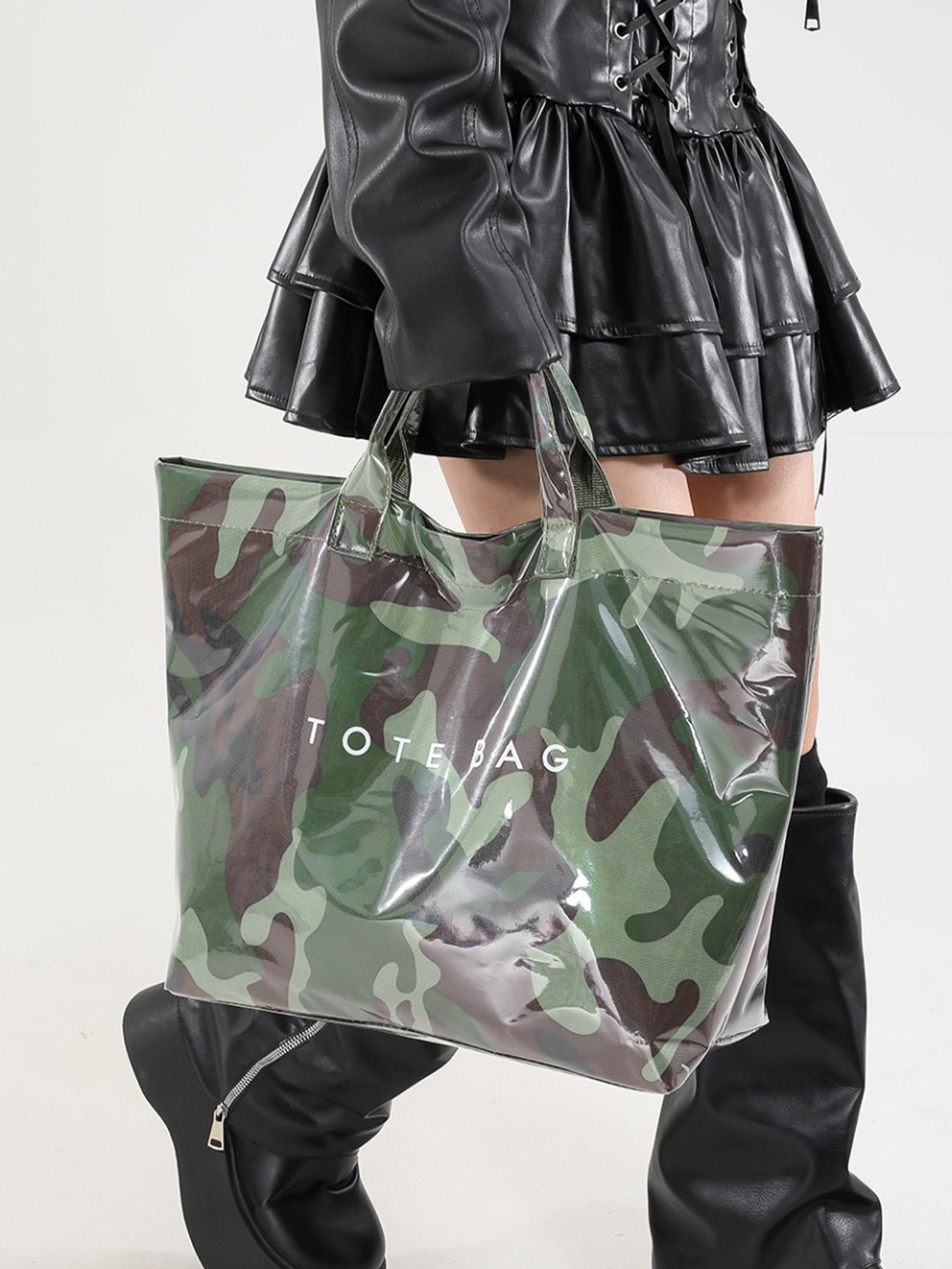 Fashion Camouflage Pattern Handbag, Casual Versatile PVC Tote Bag for Women, Trendy All-match Bag for Daily Commuting, Fashionable Bag for Daily Use