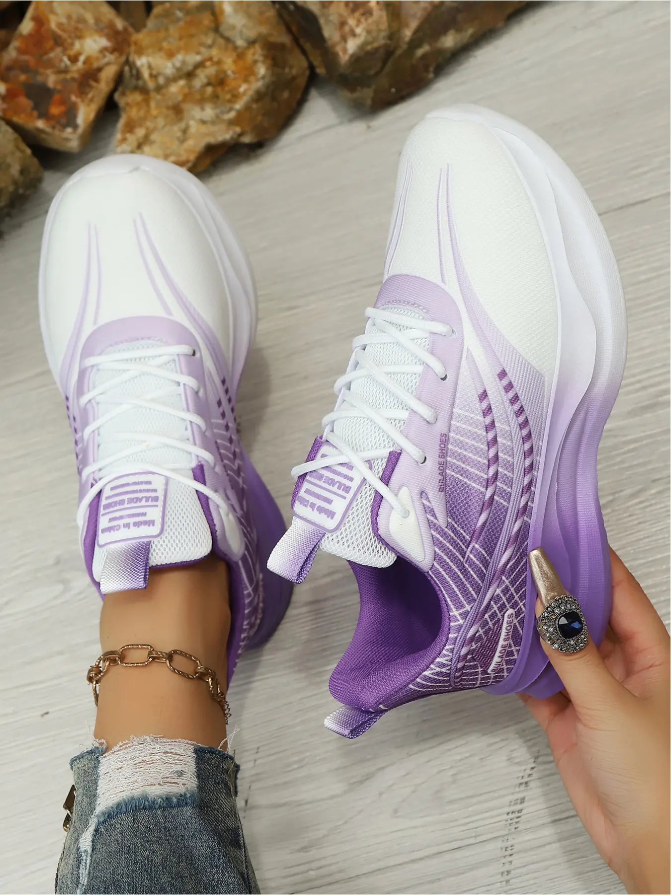 Women's Gradient Thick-Sole Sneakers, Breathable Mesh Casual Height-Boosting Trendy Running Shoes, Ideal for Outdoor Sports & Daily Wear