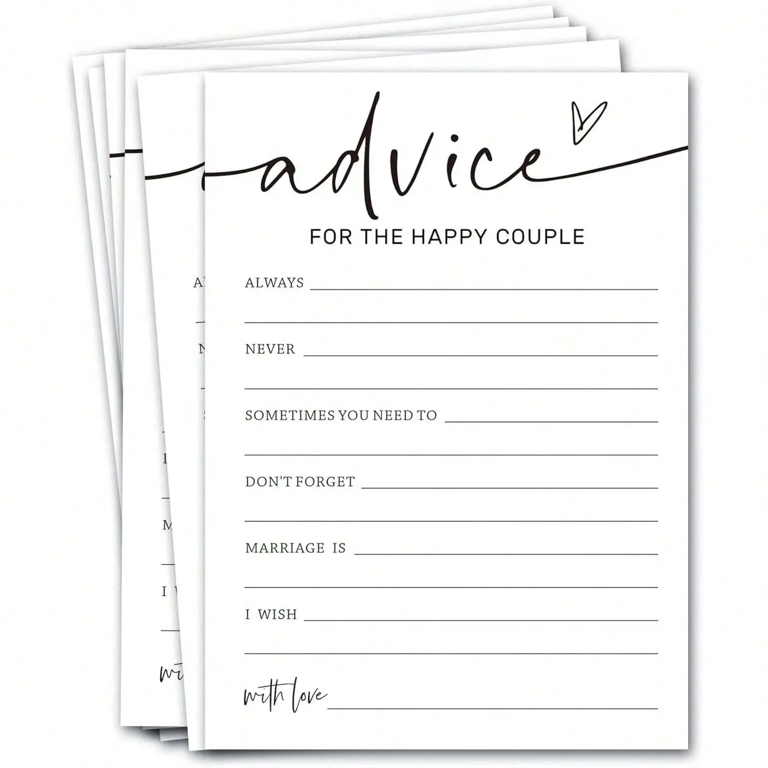 Wedding Shower Games Cards, Advice for Happy Couple, Bridal Shower Games, Engagement Party Wedding Games, Minimalist Party Supplies