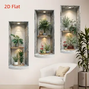 2D Wall Stickers, 3 Self-Adhesive Peel and Stick Corner Decorations, Modern Home Office Art, Easy Installation and Removable