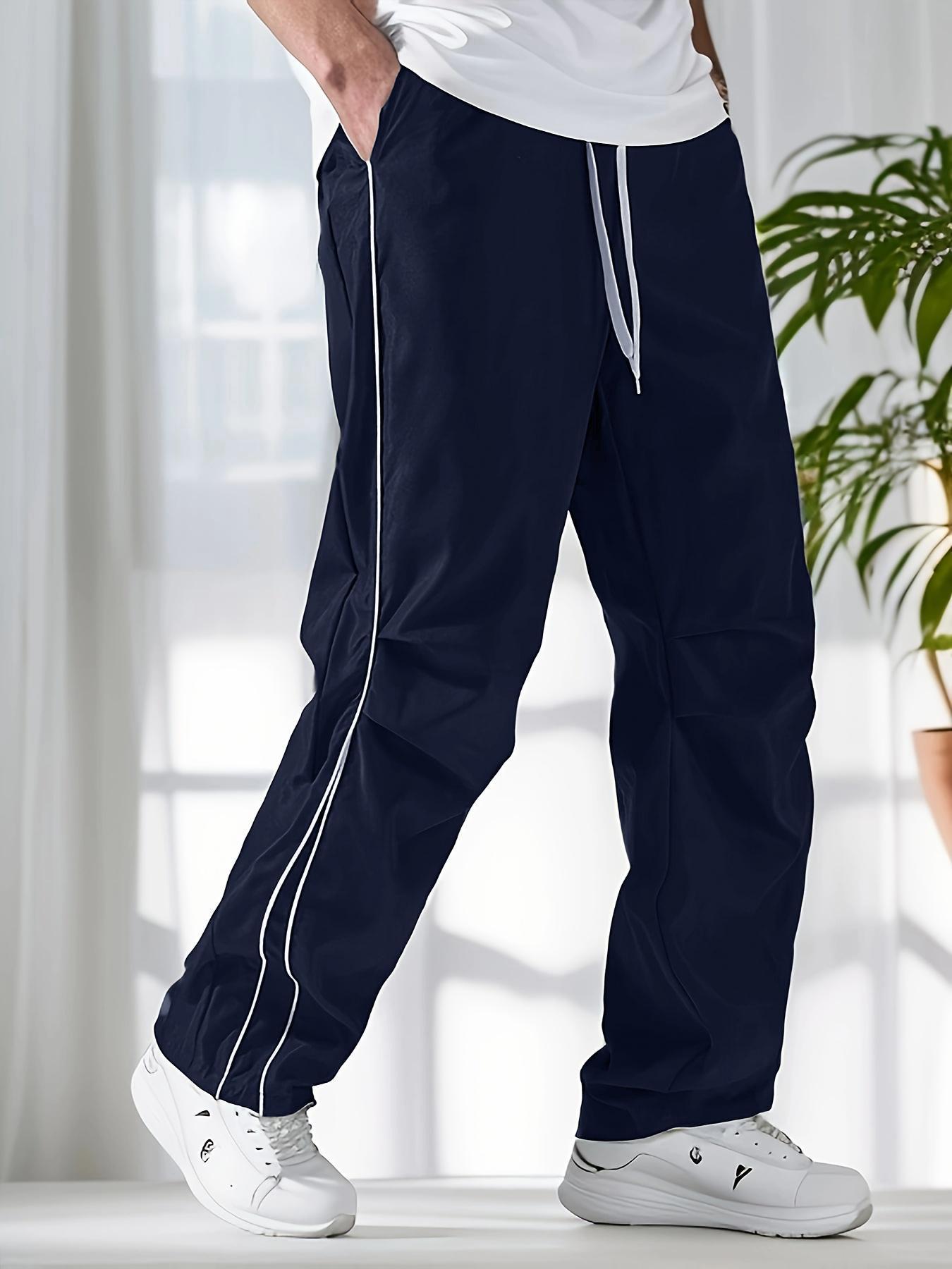 Men‘s Loose Sports Pants Men Trousers Grey Side Stripeswith Gold Accent Stripe Comfortable DesignAthleisure Style Bottoms Athletic Bottoms Gymwear streetwear fall outfits outfits men gym athletic clothes