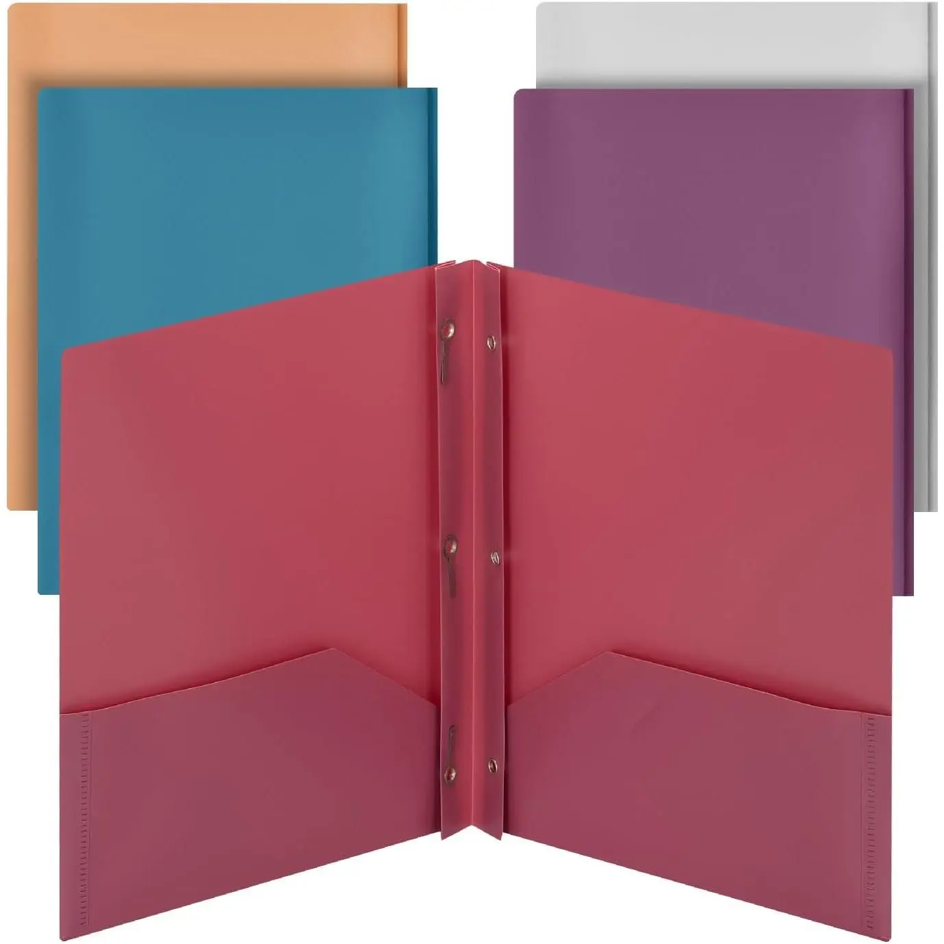 - Plastic Folders with Pockets and Prong, 5 Pack,  Colors | Pocket Folders, Folders with Prongs, File Folders with Fasteners, 2 Pocket Folder, Folder with Pockets