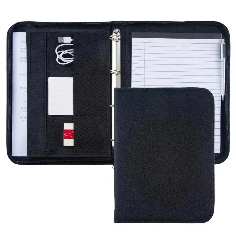 Large Capacity File Folder, Business Document Bag, A4 Paper Organizer, Zipper Pouch, Binder, Briefcase, Office Supplies