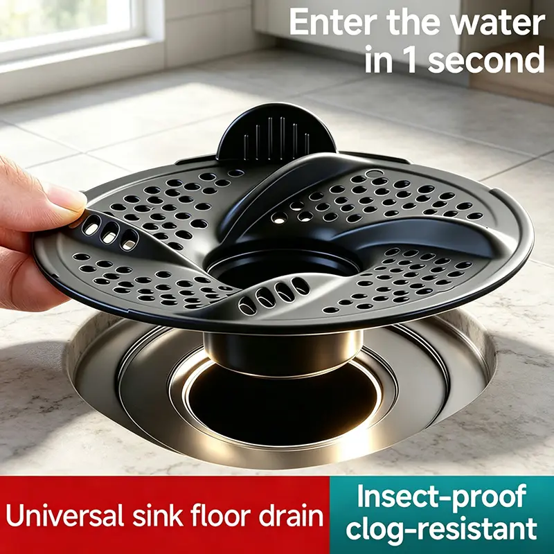 6pcs Rotating Drain Cover with Filter, Anti-Clog Floor Drain Strainer, Built-In Handle Design, Hair Catcher for Bathroom And Kitchen Sink