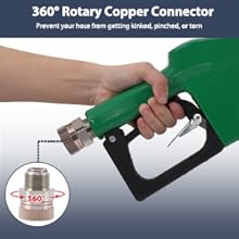 GARVEE Automatic Fuel Nozzle with 1" NPT Inlet, 360° Swivel, 15/16" Spout, 11 GPM Max Flow Rate, and Auto Shut Off - Durable Aluminum & PVC Construction for Efficient Fuel Dispensing