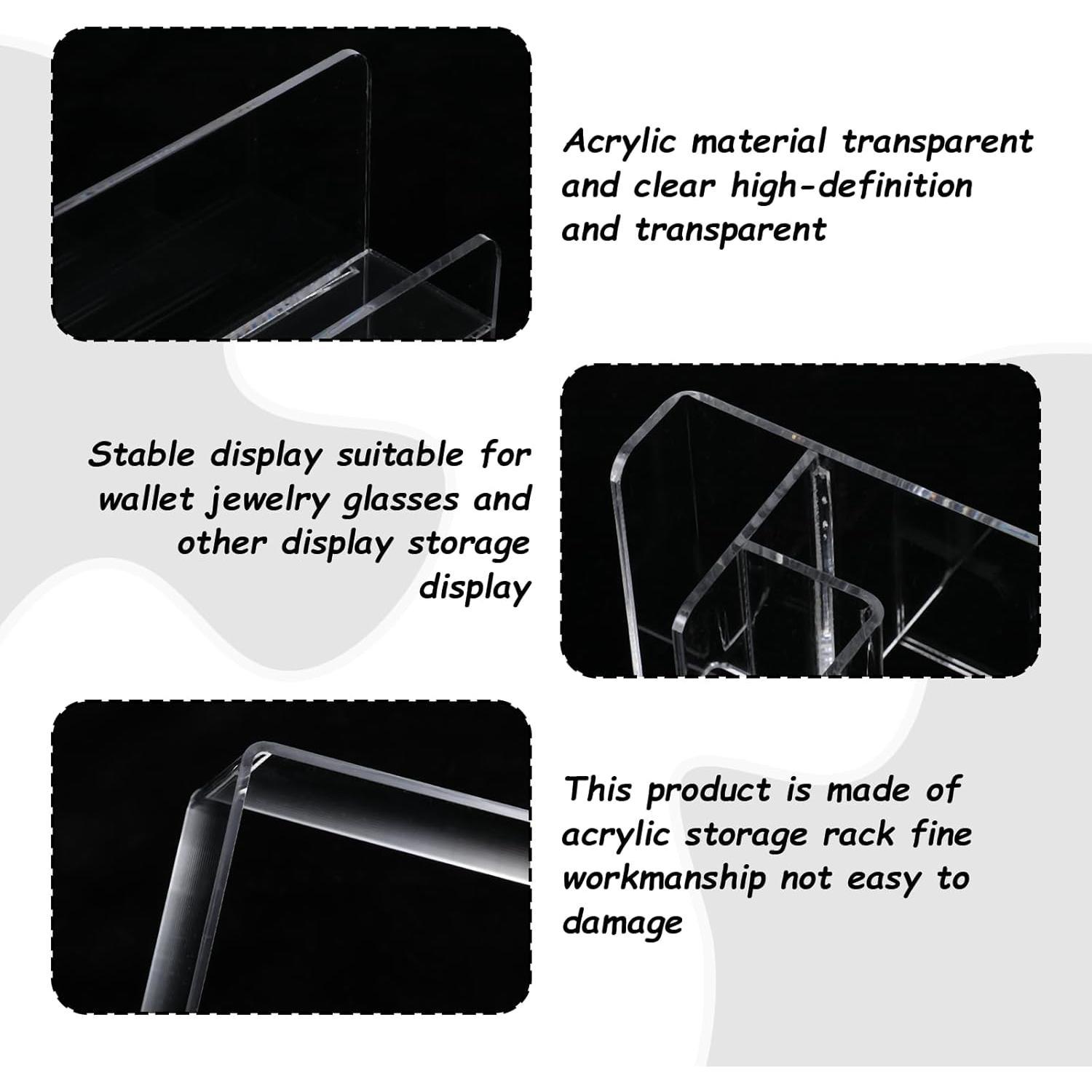 Wallet Display Stand Purse Handbag Organizer, Clear  Riser Display Stand Purse Display Rack,  Display Shelf for  Perfume  Sunglasses Handbag (2 PCS-6 Tier)