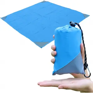 Pocket Beach Picnic Blanket, Sandproof Water Resistant Foldable Outdoor Mat, 55"x60" Quick Dry Washable Compact Camping Tarp Fits into Mini Pouch for Beach Camping Travel