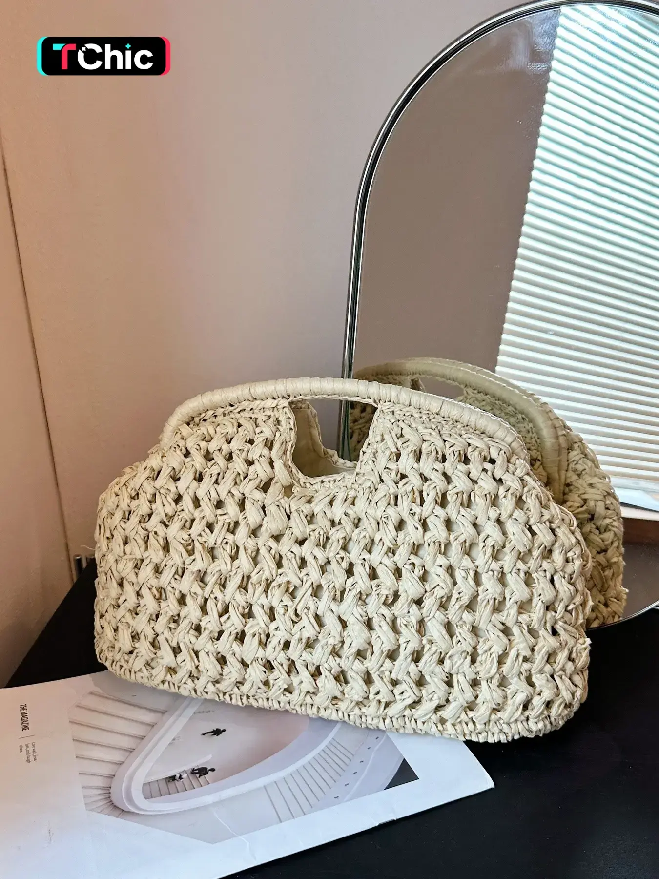 Solid Earth Tone Straw Basket Bag, Minimalist Design, Perfect for Spring Summer, Matches Dresses Shirts, Vintage Everyday Handbag