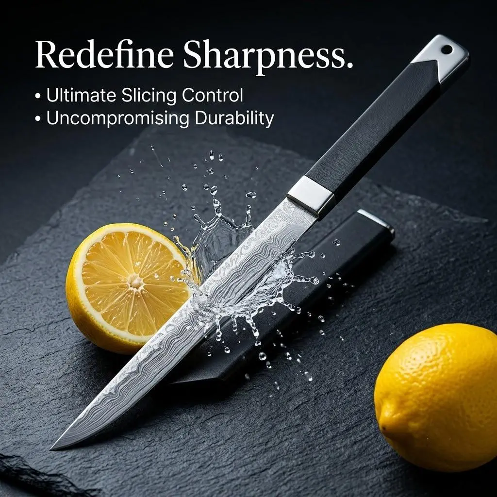Versatile Stainless Steel Fruit Knife, Ultra Sharp Professional Paring Small Utility Knife Designed with Ergonomic Comfort Grip Handle Perfect for Kitchen Tasks Including Peeling Slicing Dicing Fruits and Vegetables
