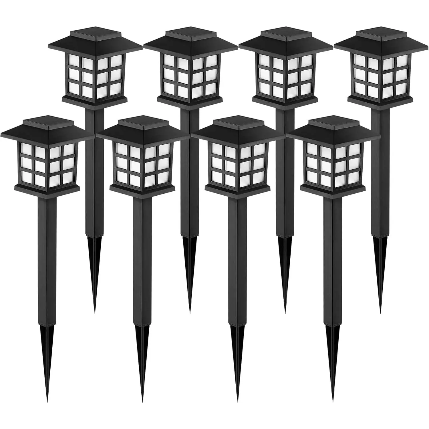 8-Pack 3000K Warm White Solar Pathway Lights, IP65 Waterproof LED Garden Lights with Auto On/Off for Walkway, Landscape, Patio and Driveway Decor