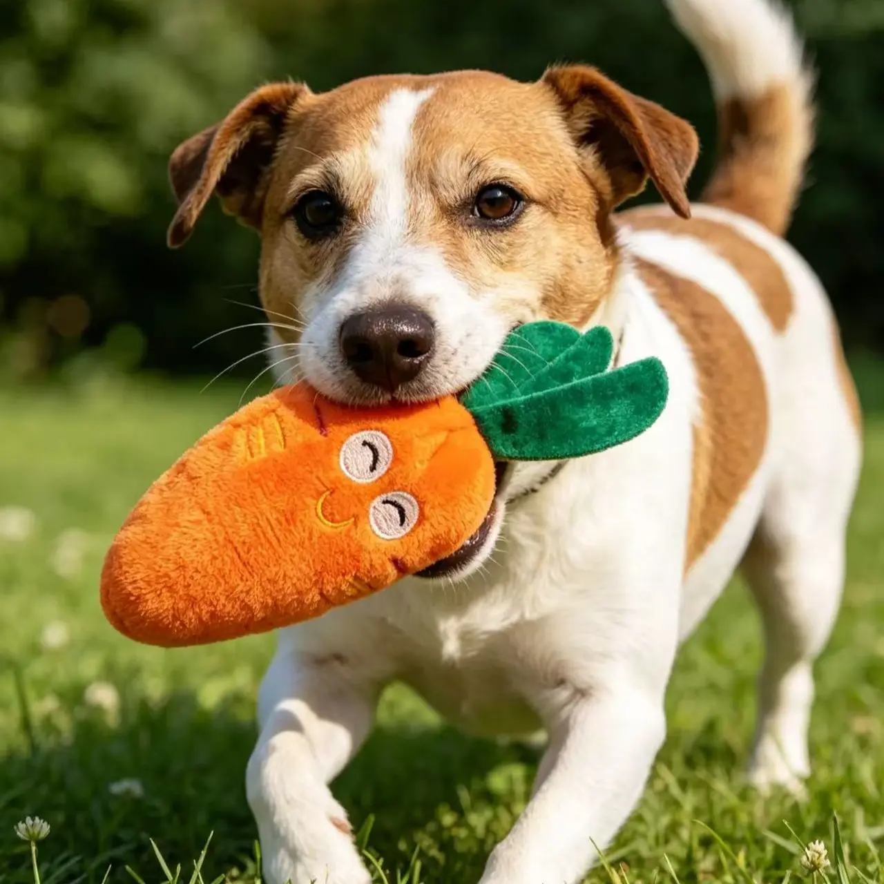 Fluffy Fruit Carrot Vegetable Pet Toy for Dogs and Cats, Sound-Activated Durable Chew Toy, Perfect for Playtime and Teething Relief