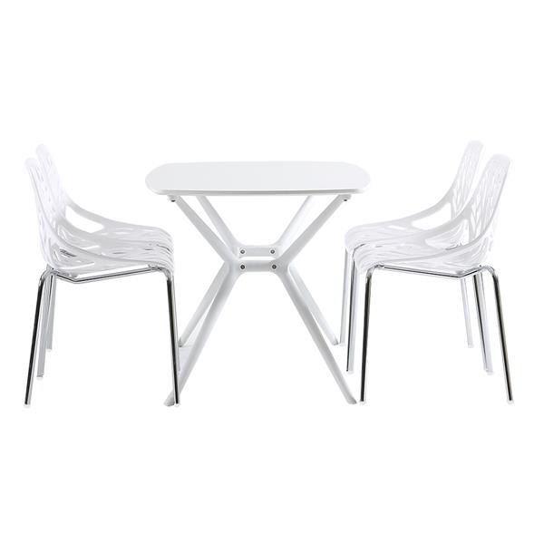 4pcs Modern Stackable Chair Set of 4,Kitchen White Dining Chairs,Birch Sapling Comfy Chairs for Dining Room,Living Room,Waiting Room (White)