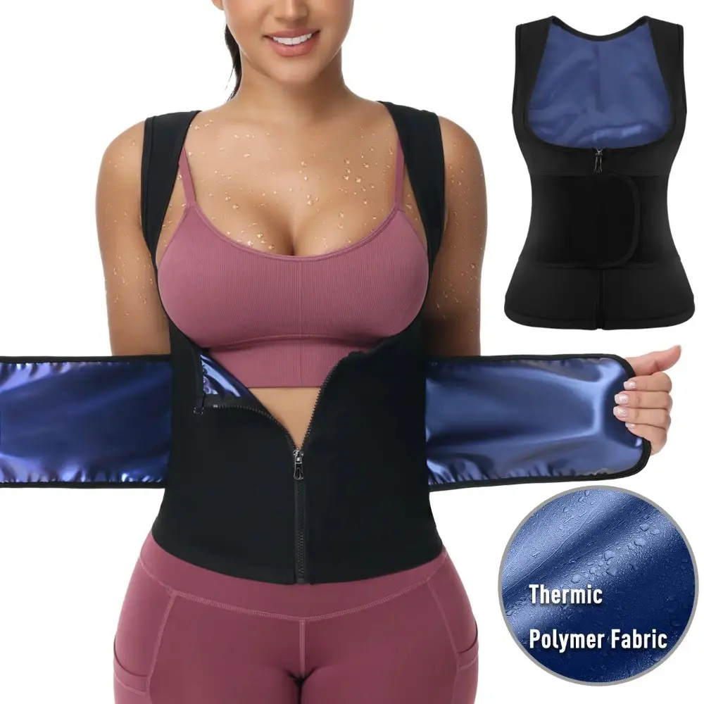 Women's Waist Trainer Zipper Sauna Vest Adult Workout Shapewear Heat Trapping Suits Body Sculpting Gym Training & Daily Home Workouts