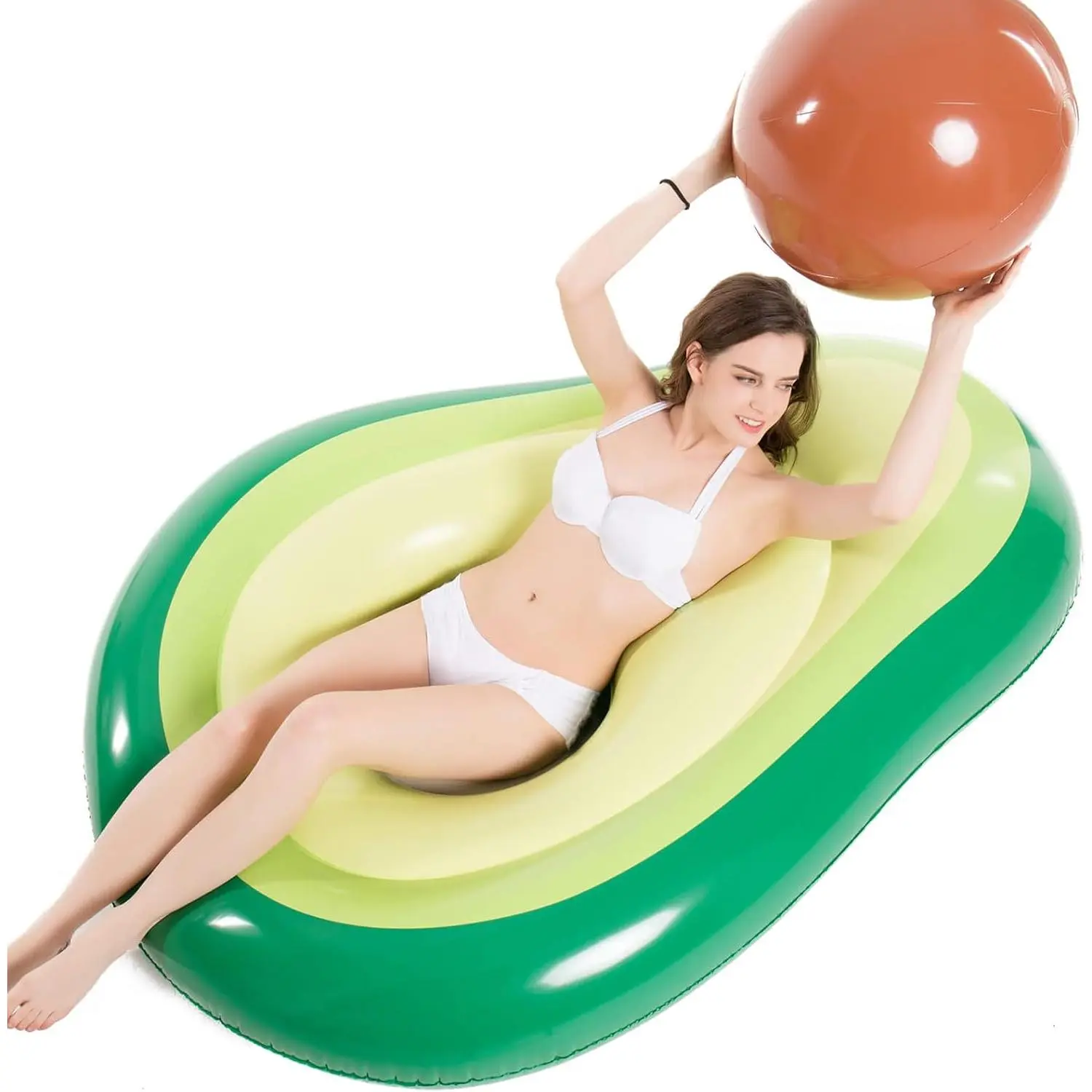 Inflatable Avocado Shape Large Size Pool Float, Seashell Floatie – Summer Beach Swimming Party Toy Raft for Adults