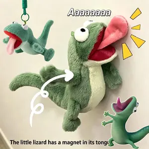 Magnetic Sound Lizard Plush Charm, Funny Abstract Stuffed Toy, Hanging Ornament & Desk Decor, Tongue with Magnet, Surprise Gift
