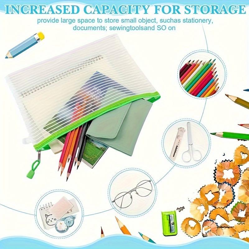 A4 Paper Mesh Zipper Pouch, 8 Counts/set Waterproof Zipper File Paper Stationery Bag, File Storage Bag for School Office Dormitory Home Outdoor, Paper Organizers