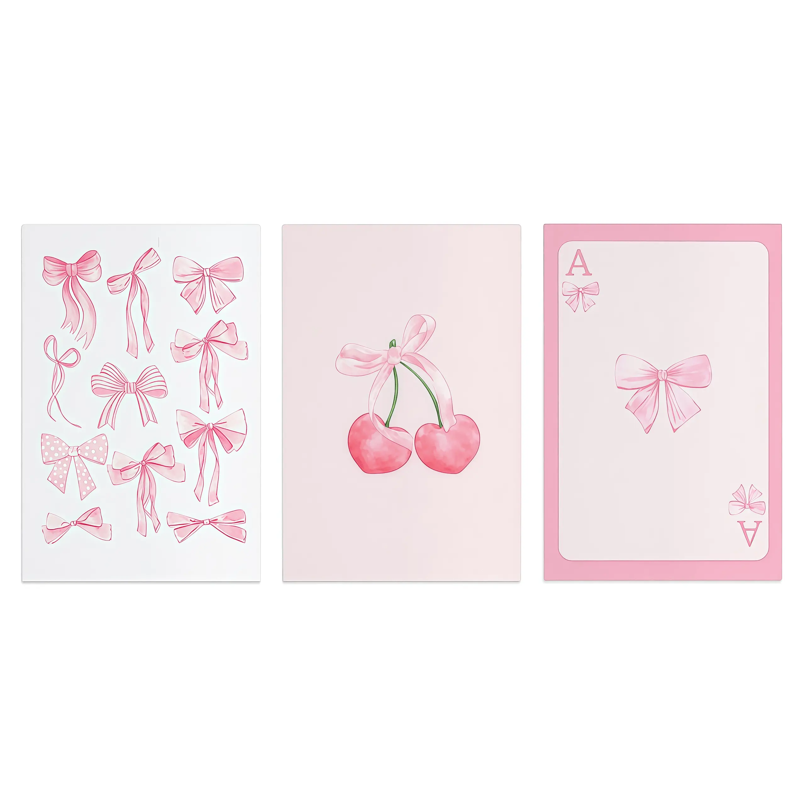 Wooden Framed Canvas Painting, 3 Counts Set Cute Bow Pattern Artistic Wall Art for Girl, Wall Decor for Home Living Room Bedroom Office, Coquette Room Decor, Girly Aesthetic Wall Art, Pink Bedroom Decoration, Feminine Home Decor, Cute Gallery Wall Artwork