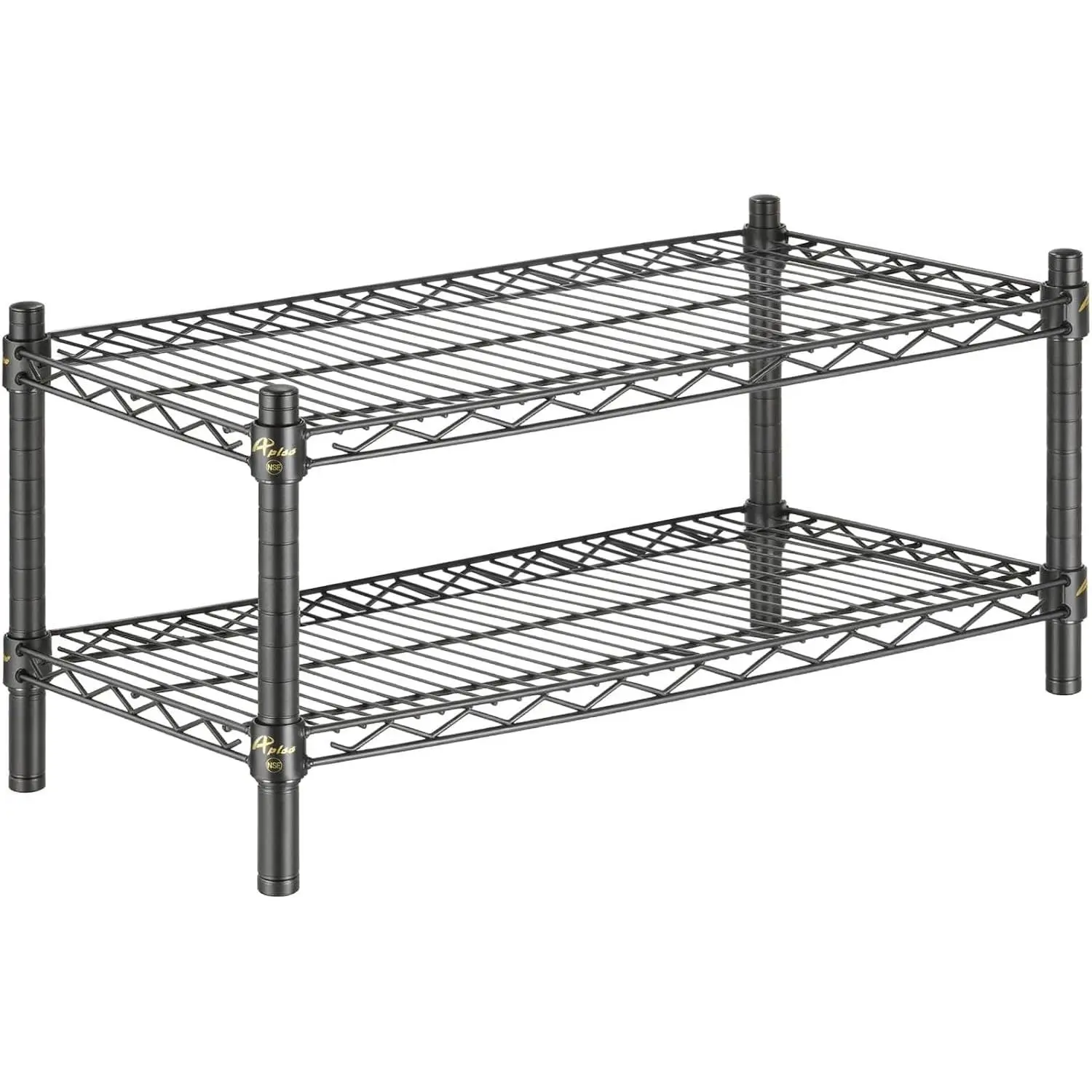 12" D x 42" W x 14" H Black Heavy Duty Wire Shelving with 2 Tier Shelves, NSF Certified, Height Adjustable, Wet&Dry Environments, for Kitchen Garage Walk-in Cooler&Freezer, 800lbs Capacity