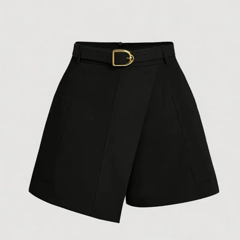 New Summer Women's High-Waisted Basic Fit Skort Shorts Fashion Bottoms with Pockets, Casual Straight-Leg Design, Fashionable Daily Wear for All Seasons