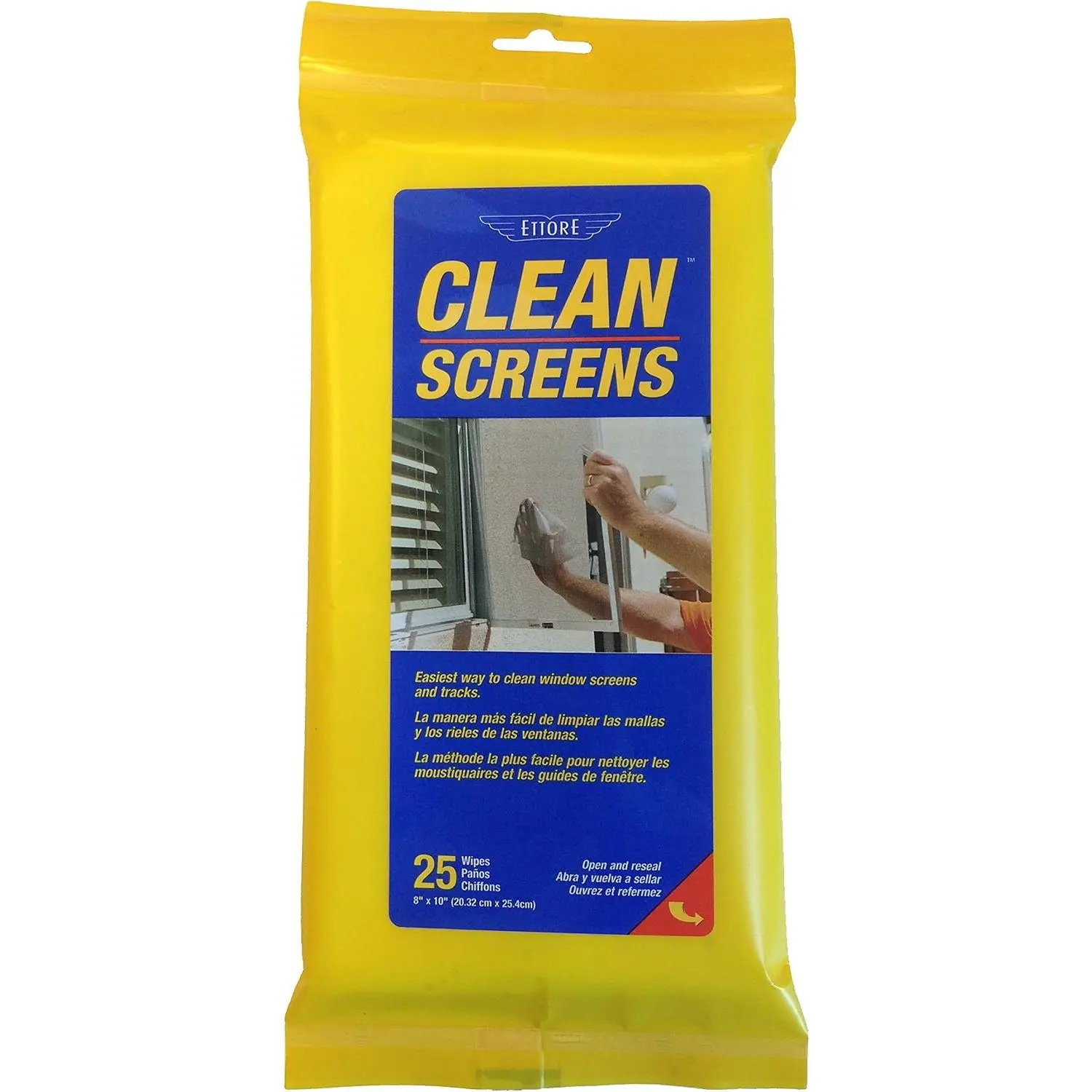 Streak-Free Glass Screen Cleaning Wipes - 25 Wipes Per Pack, Lint-Free Cloth, Screen-Safe, Unscented, Home Window/Mirror Cleaner, Household Use