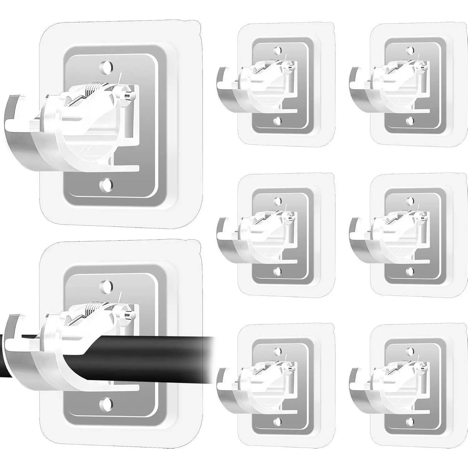 8PCS No Drill Curtain Rod Brackets No Drilling Self Adhesive Curtain Rod Holder Hooks Nail Free Adjustable Curtain Rod Hooks Curtain Hangers for Bathroom Kitchen Home Bathroom and Hotel (Transparent)