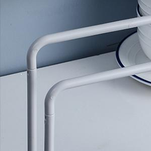 Hanging Hollow Polypropylene (PP) U-Shape Sponge Holder - Compact Wipe-Clean Plastic Kitchen Sink Organizer Rack Tray Stand with Ventilated, Full Open, Raised Bottom Fast Smooth Drainage for Dishcloth, Brush Storage (Grey)