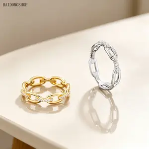 Unisex Hollow Cut Out Hip Hop Finger Ring, Brass Gold Plated Minimal Statement Band With Micro Pave Cubic Zirconia, Versatile Bling Stackable Jewelry For Men Women Daily Street Concert Party Layered Outfits