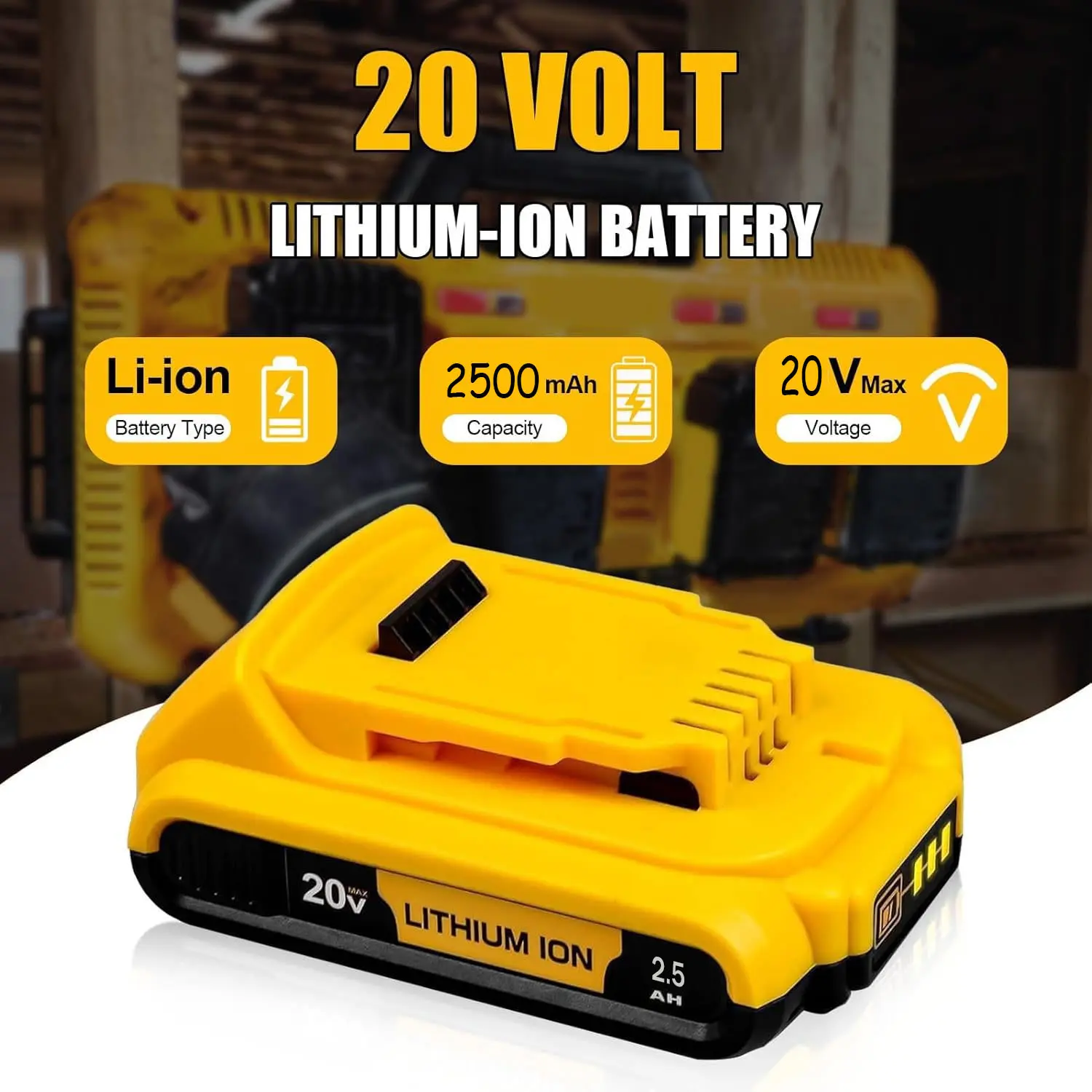 MYIYAE 20V 2.5Ah Lithium Replacement Battery Pack, DCB203 Compatible with Dewalt 20V MAX Power Tools (DCB200, DCB201, DCB205, DCV580, DCB180), High-Efficiency Cordless Tool Accessory