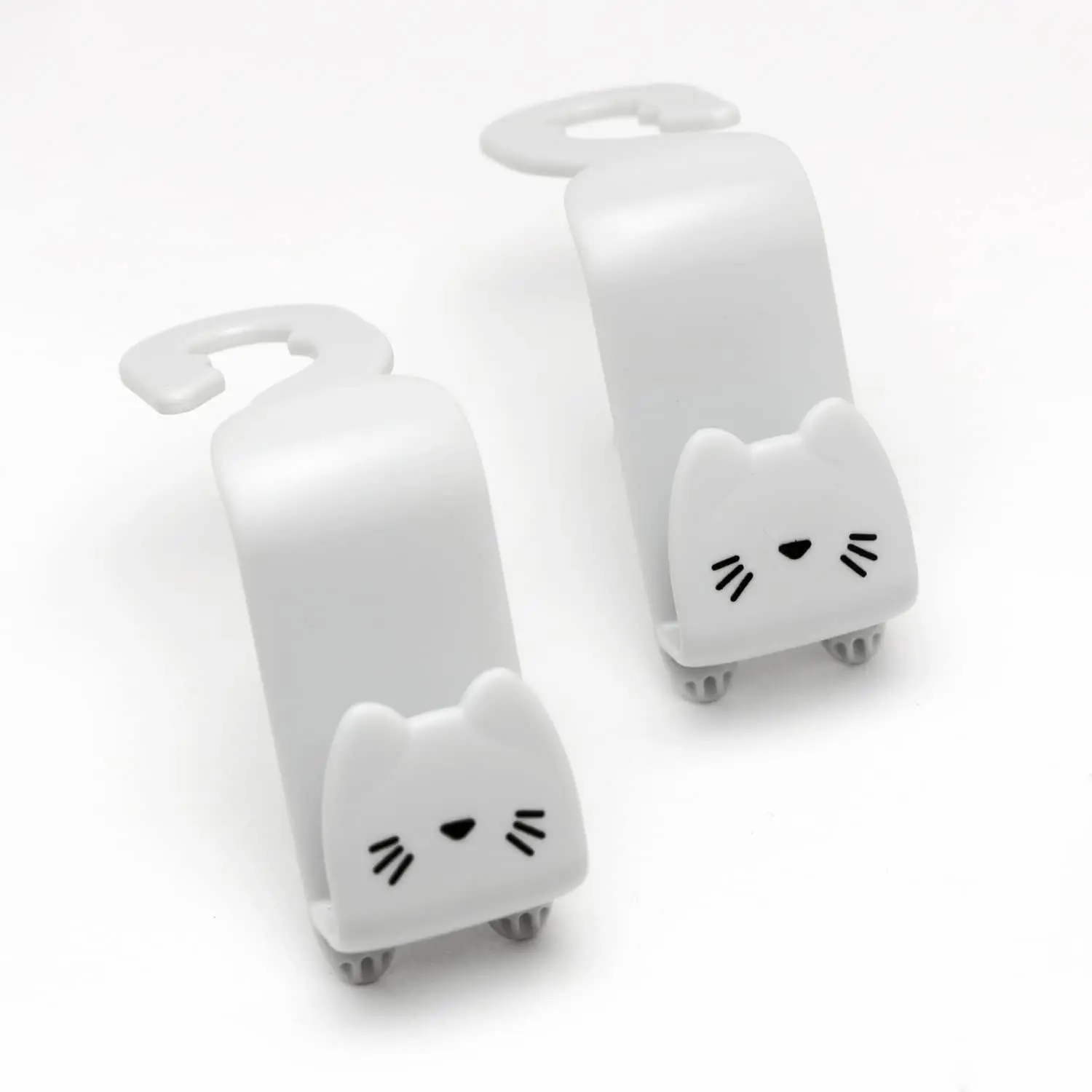 Light Grey Cute   Seat Headrest Hooks, 2 Pack