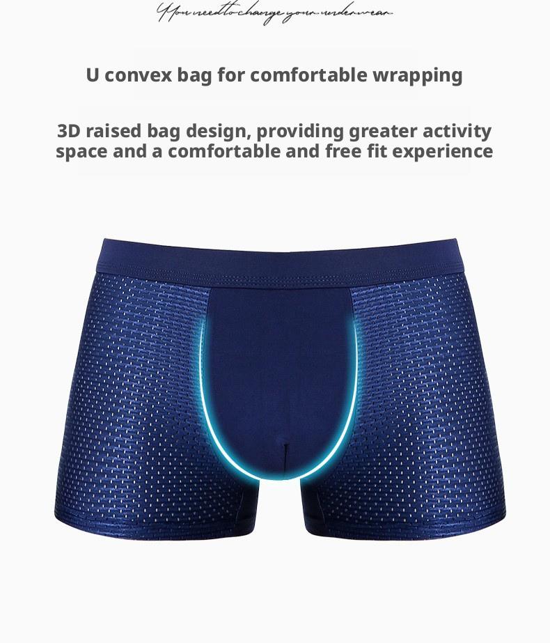 Men's Ice Silk Breathable Mesh Boxer Briefs Ice Silk Bamboo Fiber Moisture Wicking Quick Dry Soft Comfortable Cool Anti Odor Underwear For Summer Daily Wear Workout Gym Sports Casual Hot Weather 4 Pack Multicolor