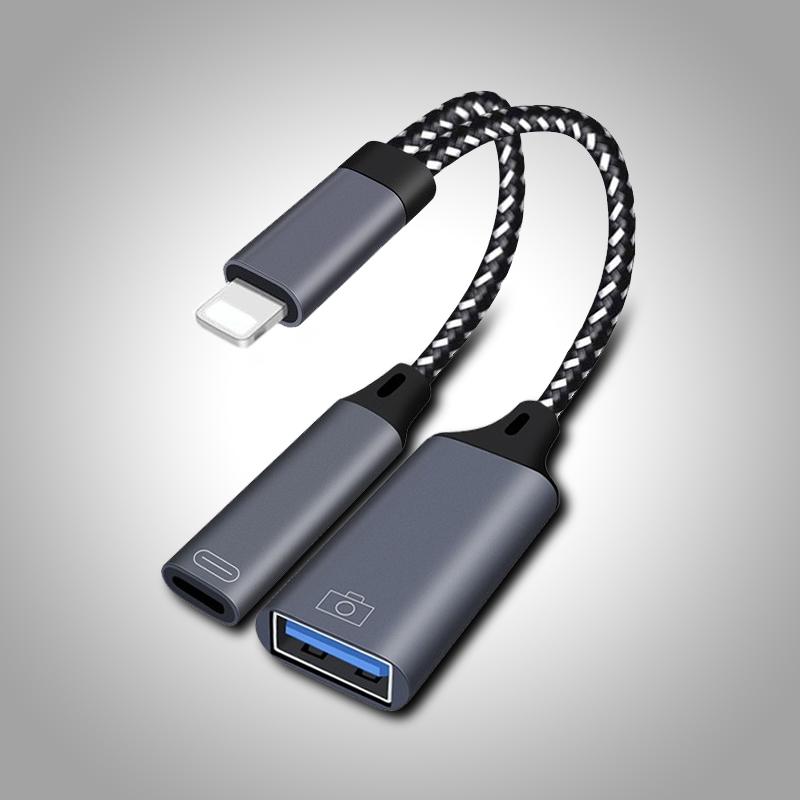 2-in -1 OTG multi-function adapter, suitable for ios and Android, one-in-two interface, multi-function adapter